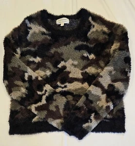 Anthropologie Cloth & Stone Fuzzy Camo Sweater Size  L - Picture 1 of 14