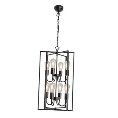  8-Light Black Farmhouse Chandelier Light Fixture，Lantern Tiered Pendant Light  - Imagem 1 de 4