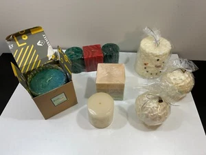 Christmas Holiday Candle Lot of 9 Snowman Snowball Square Round Unused 8 Lbs - Picture 1 of 5