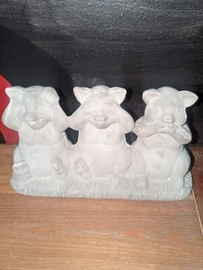 Cement Hear, See, Speak No Evil Pig 12" W Garden Decor - Picture 1 of 5