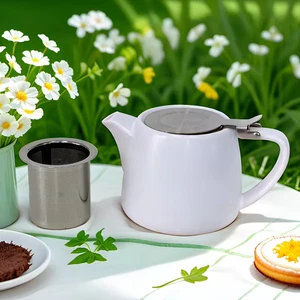 Keramik Gastfreundschaft Stumpf Teekanne 19oz/550ml mit Edelstahl-Ei und Deckel - Bild 1 von 8