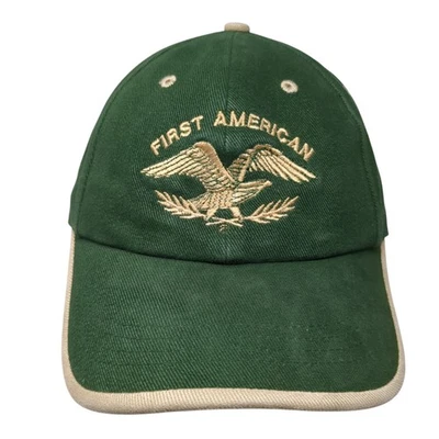 Sombrero First American Strapback verde liso talla única bordado halcón Foto 1 de 4