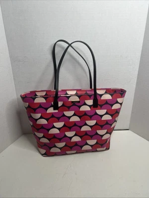 Bolso de hombro grande Kate Spade medio círculo rosa/beige/negro Foto 1 de 4