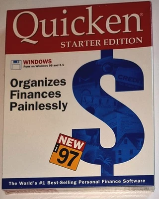 Intuit Quicken Starter Edition For Windows 95 & 3.1 NEW SEALED VINTAGE SOFTWARE  - Image 1 of 4
