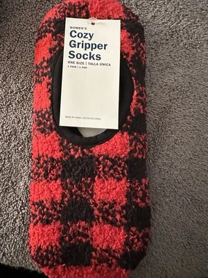 Calcetines Old Navy para mujer rojos a cuadros acogedores talla única Foto 1 de 4