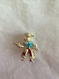 Vintage Coro Brooch: Cowboy; Rhinestones, Faux Pearl - Picture 1 of 6