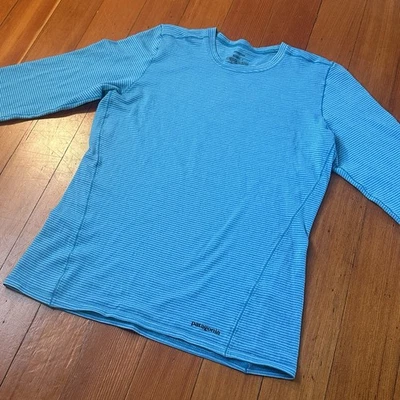 PATAGONIA Small Wool Blend Base Layer Long Sleeve Shirt Womens Blue Top - Image 1 of 4