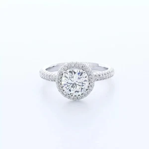 14K Gold Side Stone Engagement Ring Halo 1.65 CT Round Lab-Grown Diamond E VS1 - Picture 1 of 15