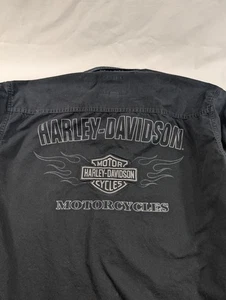 Vintage Harley-Davidson Black Long Sleeve But In Front Heavy Embroidery Mens XL  - Picture 1 of 9