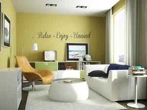 RELAX ~ ENJOY ~ UNWIND Wall Art Decal Lettering Words Sticker Home Decor Quote - Picture 1 of 1
