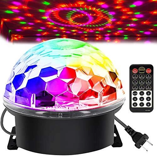Memzuoix Disco Ball Party Lights Strobe Lamp With 6 Colors Sound Activated DJ