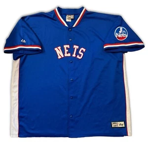 VTG Majestic NBA Hardwood Classics 2XL XXL New Jersey Nets Warm-Up SNAP Jersey - Picture 1 of 12