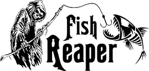 Grim Reaper Skeleton Fish Fishing Rod Car Boat Truck Window Vinyl Decal Sticker - Picture 1 of 4