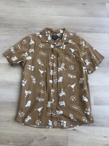 Pendleton Button Up Shirt Mens Large Beer Cards Rodeo Short Sleeve Brown - Picture 1 of 8