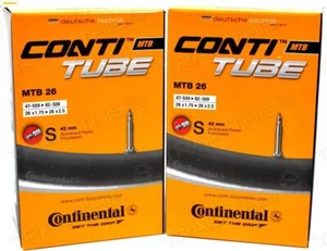 2 Continental 26" 1.75 2.5 Inner Tubes 42mm Presta Valve RVC MTB Bike Two Pack - Picture 1 of 4