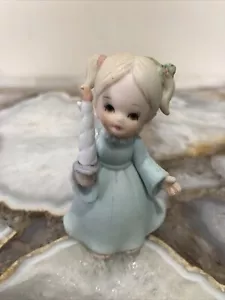Vintage Lefton Christmas Angel Ponytail Girl Holding Twisted Candle Figurine - Picture 1 of 6