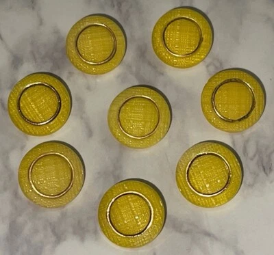 Vintage Czech New Old Stock Yellow & Gold  Glass Crafting Sewing Buttons 102-5A - Image 1 of 4