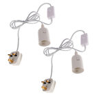 2 Pieces E27 Lamp Socket White Hanging Pendant Holder With Switch Flex Cable
