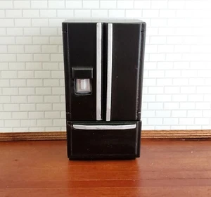 Dollhouse Miniature Fridge Modern Refrigerator Black 1:12 Scale Wood Furniture - Picture 1 of 4