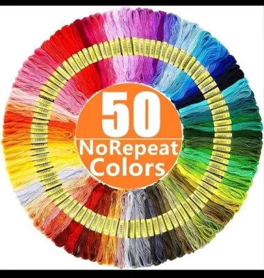 50 Colors Embroidery Thread 8M Cross Stitch Thread  Sewing Skeins Embroidery - Image 1 of 4