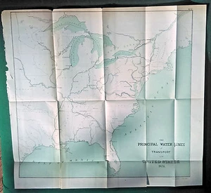 1876 Original Map Principal Lines of Water Transport in United States Nautical - Picture 1 of 2
