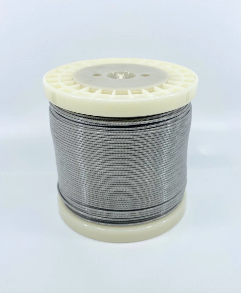 49 Strand Stainless Steel Cable Vinyl Coated 2.0mm 700 lb 500' -100 2.5mm crimps - Image 1 of 1