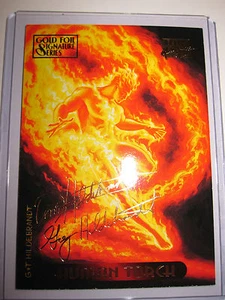 MARVEL MASTERPIECES GOLD FOIL SIGNATURE SERIES 1994 N°52 HUMAN TORCH MINT CARD - Picture 1 of 2