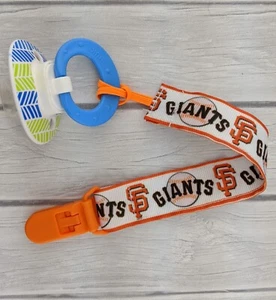 SF Giants Pacifier Clip Baby Shower Gift Baseball Stocking Stuffer Giants Gift - Picture 1 of 3