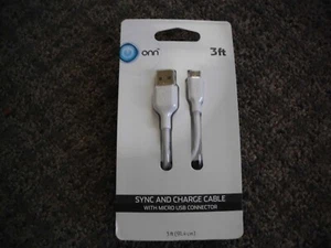 onn Sync And Charge Cable With Micro USB Connector 3ft-Universal - Picture 1 of 1
