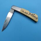 Gerber Silver Knight Folding Knife Scrimshaw Scales Japan Blade 