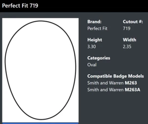PERFECT FIT 716 Recessed Belt Clip Badge Holder OVAL CUTOUT 719 M263 M263A - Picture 1 of 5