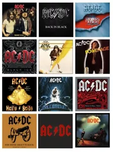 AC/DC ALBUM COVERS SET OF 12 FLEXIBLE THIN FRIDGE MAGNETS NEW ROCK BAND XMAS - Picture 1 of 1