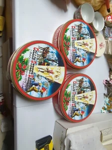 Lot Vintage Collin Street Bakery Tin Deluxe Fruit Cake Container Corsicana Texas - Picture 1 of 7