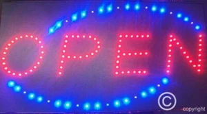Flashing open oval 2 lines LED new window Shop signs - Picture 1 of 3
