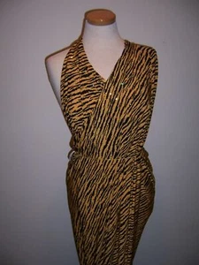 4yds CHIC SEXY SLINKY GLITZY SEQUIN STRETCH KNIT GOLD BLACK TIGER STRIPE - Picture 1 of 9