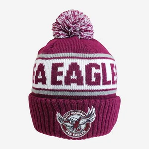Manly Sea Eagles NRL Striker Pom Pom Knit Beanie Hat Mother's Day Sale - Picture 1 of 1