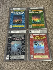 Spider-Man 30th Hologram Cover Set PGX Signature 9.8 ~ Sketched Randy Emberlien - Picture 1 of 17