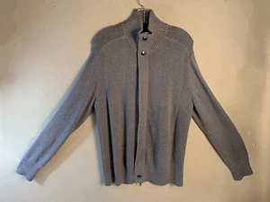 Banana Republic Men's L Gray Cotton Blend Button Zip Front Granddad Sweater - Picture 1 of 17