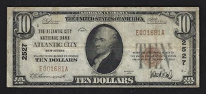 Atlantic City, Nueva Jersey, #2527, $10.00, 1929 T-1, muy bien, 31 reportados! - Imagen 1 de 4