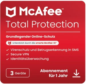 McAfee Total Protection 2025 (3 Geräte). 1 Jahr inkl. VPN & Kennwort-Manager - Bild 1 von 7