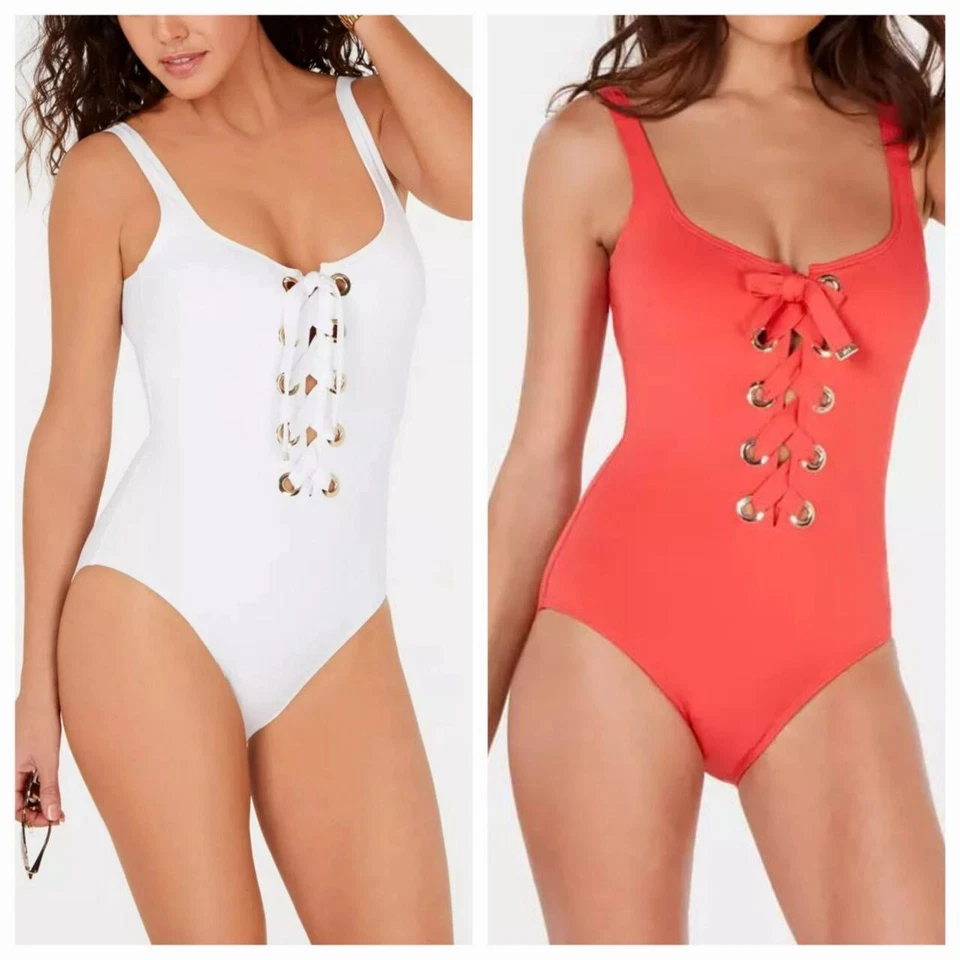 Maiô Michael Kors feminino com cadarço gola redonda peça única, cores/tamanhos - Imagem 1 de 1