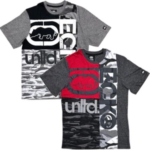 Ecko Unltd Men's T-Shirt Panel Stitched Colorblock Puff Print Camo/Solid Tee - Picture 1 of 6