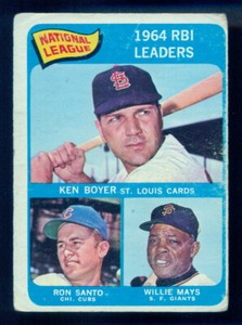 1965 TOPPS OPC O PEE CHEE BASEBALL 6 WILLIE MAYS RON SANTO K BOYER VG-EX Leaders