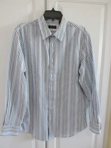 Long Sleeve STRUCTURE Mens Shirt sz L Blue & White Striped - Picture 1 of 2