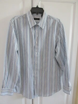 Long Sleeve STRUCTURE Mens Shirt sz L Blue & White Striped - Image 1 of 2
