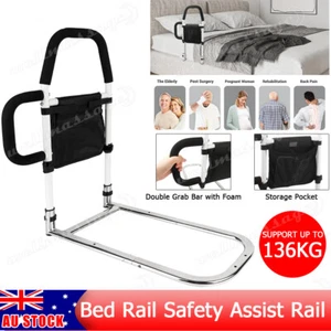 Bed Rail Safety Assist Rail for Elderly Adults with Storage Pocket Fixing Strap - Picture 1 of 12