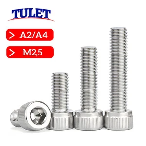 Viti cilindriche M2,5 DIN 912 esagono interno testa cilindrica acciaio inox A2 A4 M2,5x - Foto 1 di 23