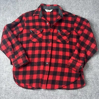vtg woolrich Button Up flannel shirt Jacket wool Lumberjack Buffalo Plaid Mens L - Image 1 of 4