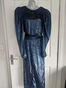 Rotate Birger Christensen Barbara Maxi Dress Twilight Blue BNWT RRP £275 Size 12 - Picture 1 of 17