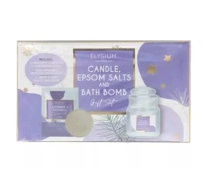 Elysium Spa ~ Candle, Epsom Salts and Bath Bomb Gift Set ~ New & Sealed - Picture 1 of 3